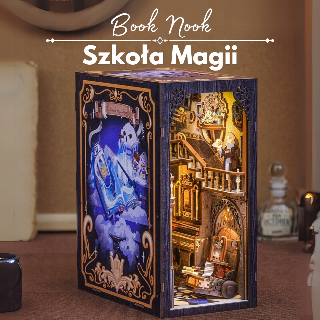 a4e595db4a7d9480a6e553c79a0c belsilt Book nook miniatiūrinis namelis magijos mokykla su LED apšvietimu modelis 295