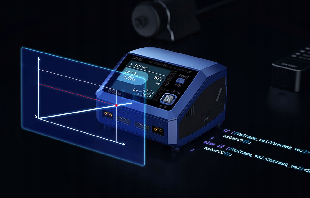 SkyRC D100neo įkroviklis 100W 200W 10A 6S LiPo Li-Ion