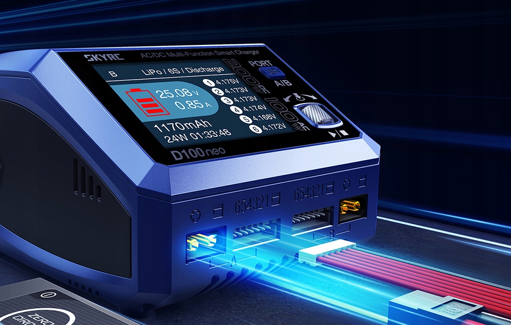 SkyRC D100neo įkroviklis 100W 200W 10A 6S LiPo Li-Ion