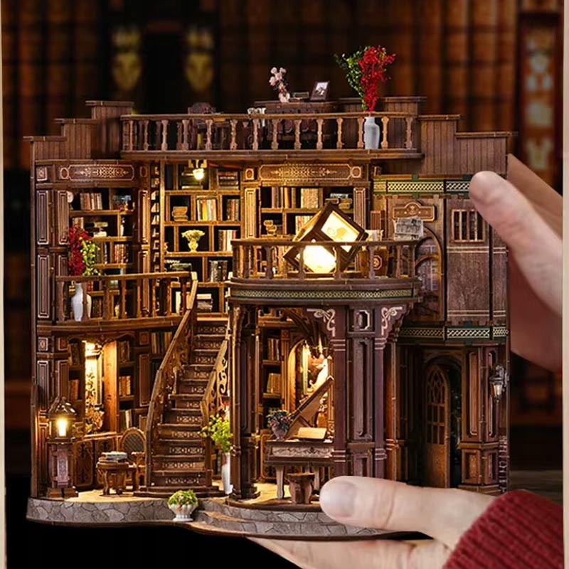 d57924ca4adc8b17b4999817b4ab belsilt Book nook 3D dėlionė Baltoji salė su LED apšvietimu modelis 327