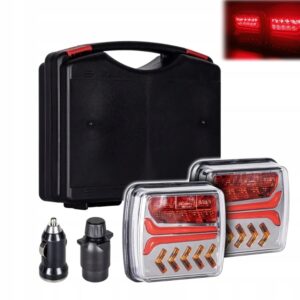 Belaidės magnetinės galinės LED lempos priekabai, WAS, 12–24 V, IP65, 4 funkcijų, su lagaminu, 2000 mAh, su numerio apšvietimu