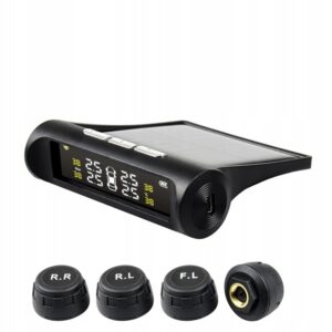 Belaidė TPMS sistema automobiliui su 4 jutikliais ir spalvotu LCD ekranu