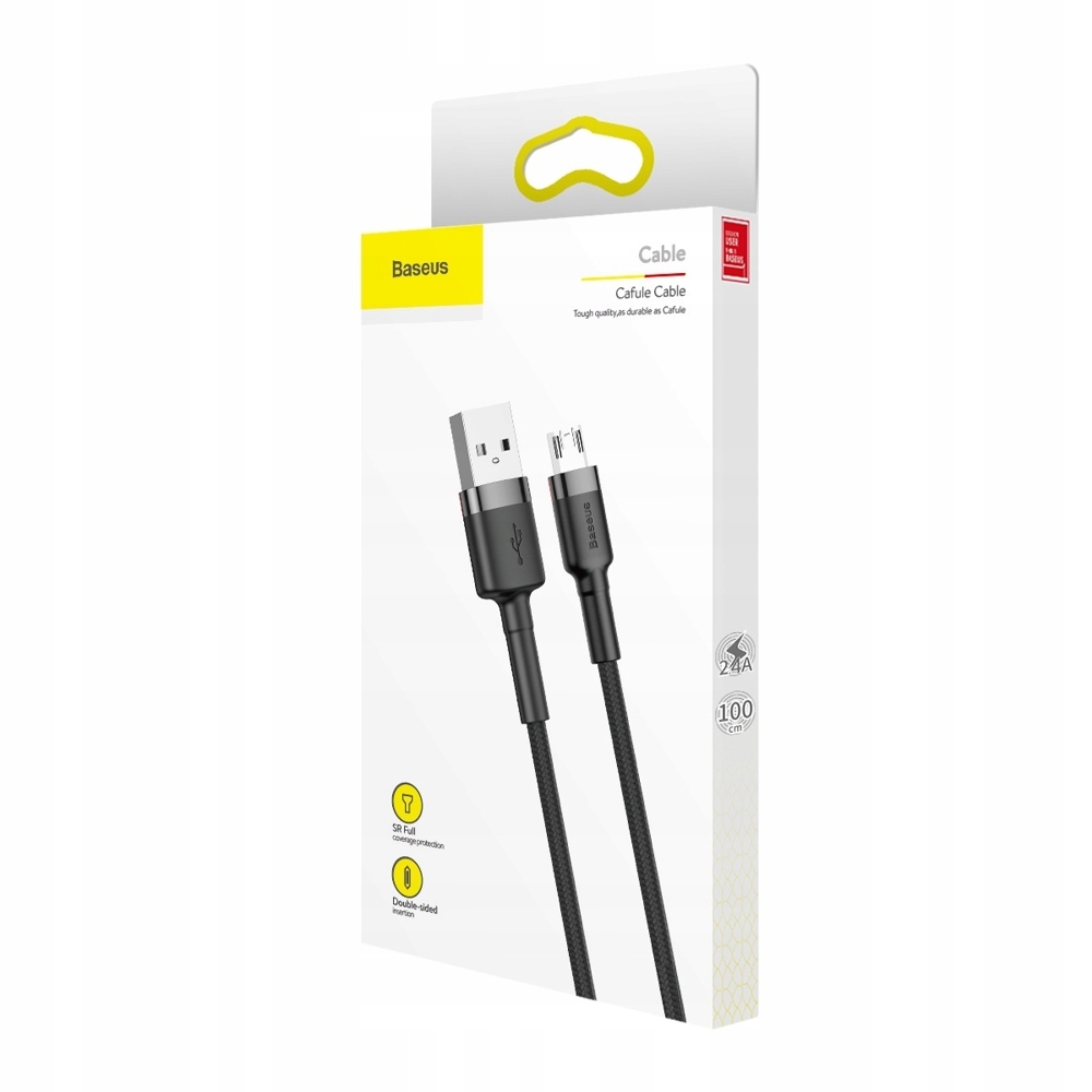BASEUSKABELMICROUSBUSBAMOCNYDWUSTRONNYPRZEWOD24A480Mbps1MDlugoscprzewodu1m belsilt