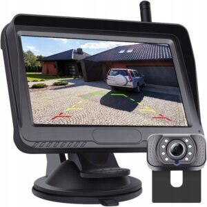Belaidė galinio vaizdo kamera su monitoriumi, 4,3 colių, HD, 12–32 V, IP68 – priekaboms ir kemperiams