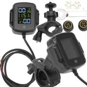 Belaidė TPMS sistema motociklui su 2 išoriniais jutikliais ir LCD ekranu