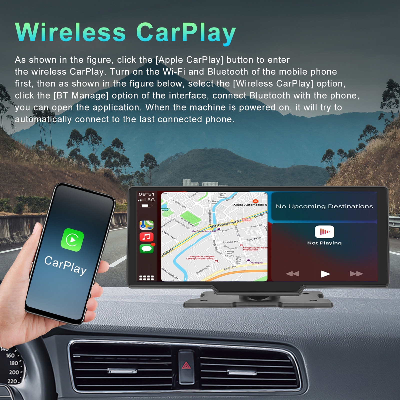 CarPlay1026ScreenRobiCam4KDashCamAndroidAuto2kameryKartapamieciwzestawiebrak belsilt