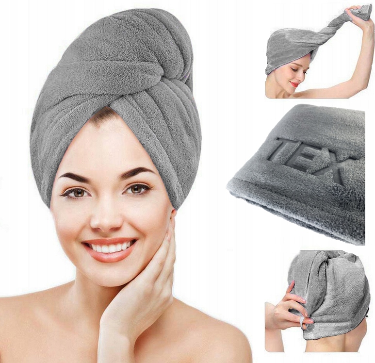 GRUBYCHLONNYRECZNIKNAGLOWETURBANDOWLOSOWMIEKKIYESHOME belsilt Mikropluošto rankšluostis turbanas plaukams Yeshome įvairių spalvų su sagute 65 x 25 cm