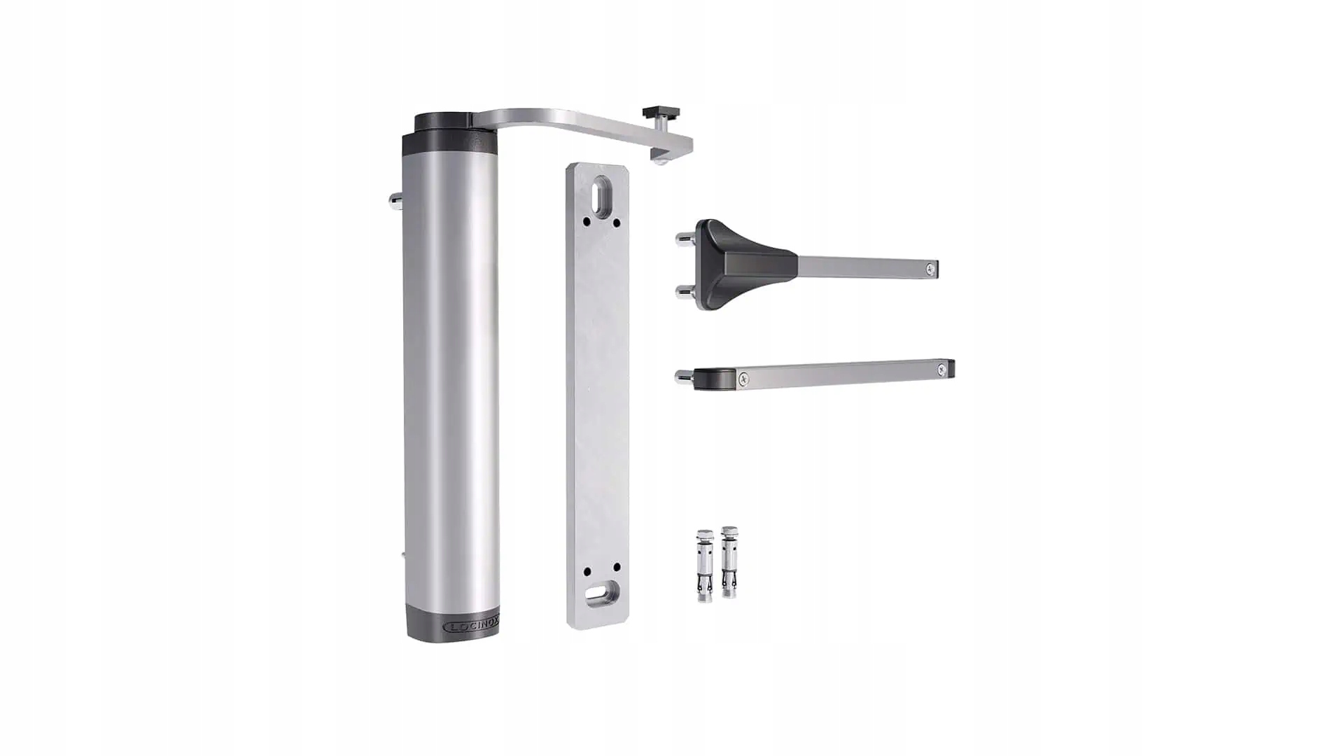 HydraulicznysamozamykaczdomontazunascianieVERTICLOSE2WALLP0000935 belsilt Locinox VERTICLOSE 2 WALL hidraulinis sieninis vartelių pritraukėjas iki 150 kg varteliams iki 150 cm sidabro spalvos