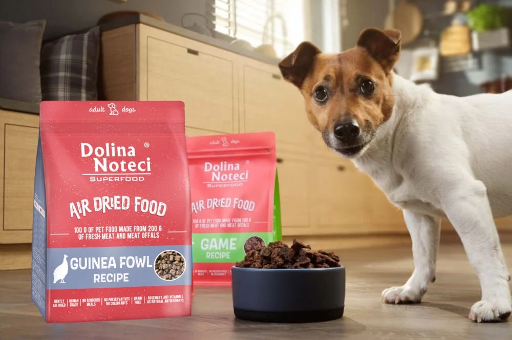 Dolina Noteci Superfood ore džiovintas visavertis šunų maistas su perlinių vištų mėsa, 1 kg