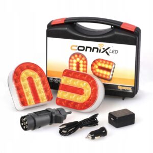Belaidis galinių LED žibintų komplektas priekabai, Connix, 12 V, iki 20 m, 2000 mAh