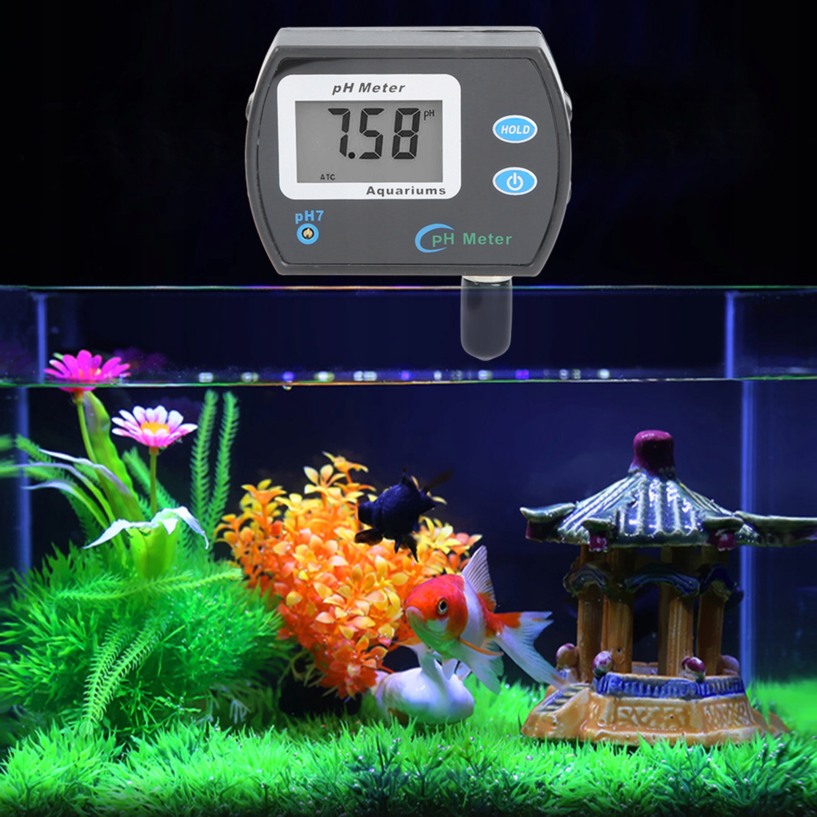 LCDMIERNIKpHMETRWODYCZUJNIKMarkabezmarki belsilt Kompaktiškas vandens pH matuoklis su LCD ekranu