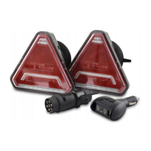 Belaidis galinių LED žibintų komplektas priekabai, Connix Plus, 12 V, IP65, su dinaminiu posūkio signalu, iki 20 m, 4400 mAh, su numerio apšvietimu