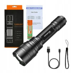 Tvirtas akumuliatorinis LED žibintuvėlis Superfire C8 H 1200 lm USB 250 m 5 režimai