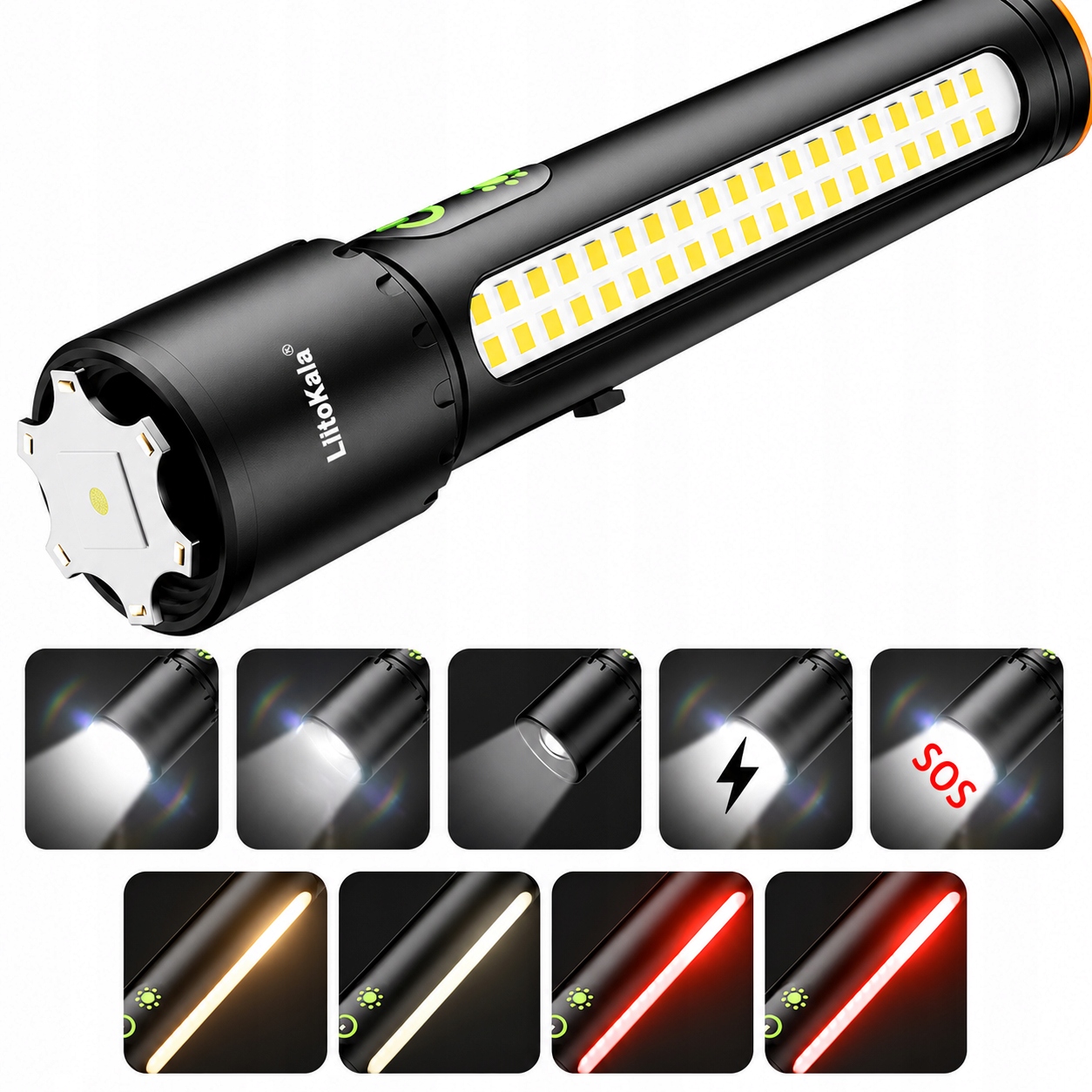 LatarkaLiitokalaLFX7251500lmUSBC217003500mAhzoompowerbankKolorczarny belsilt Žibintuvėlis Liitokala LF X725 1500 lm USB C 21700 akumuliatorius 3500 mAh fokusavimas išorinė baterija