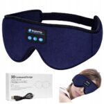 Akių kaukė miegui su Bluetooth ausinėmis 3D šviesą blokuojanti kelionėms mėlyna patogiam miegui