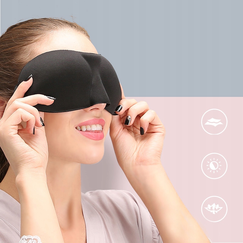 MASKAOPASKAOPASKINAOCZYDOSPANIA3DStanopakowaniaoryginalne belsilt Akių kaukė miegui 3D šviesą blokuojanti reguliuojama kelionėms juoda miegui be šviesos