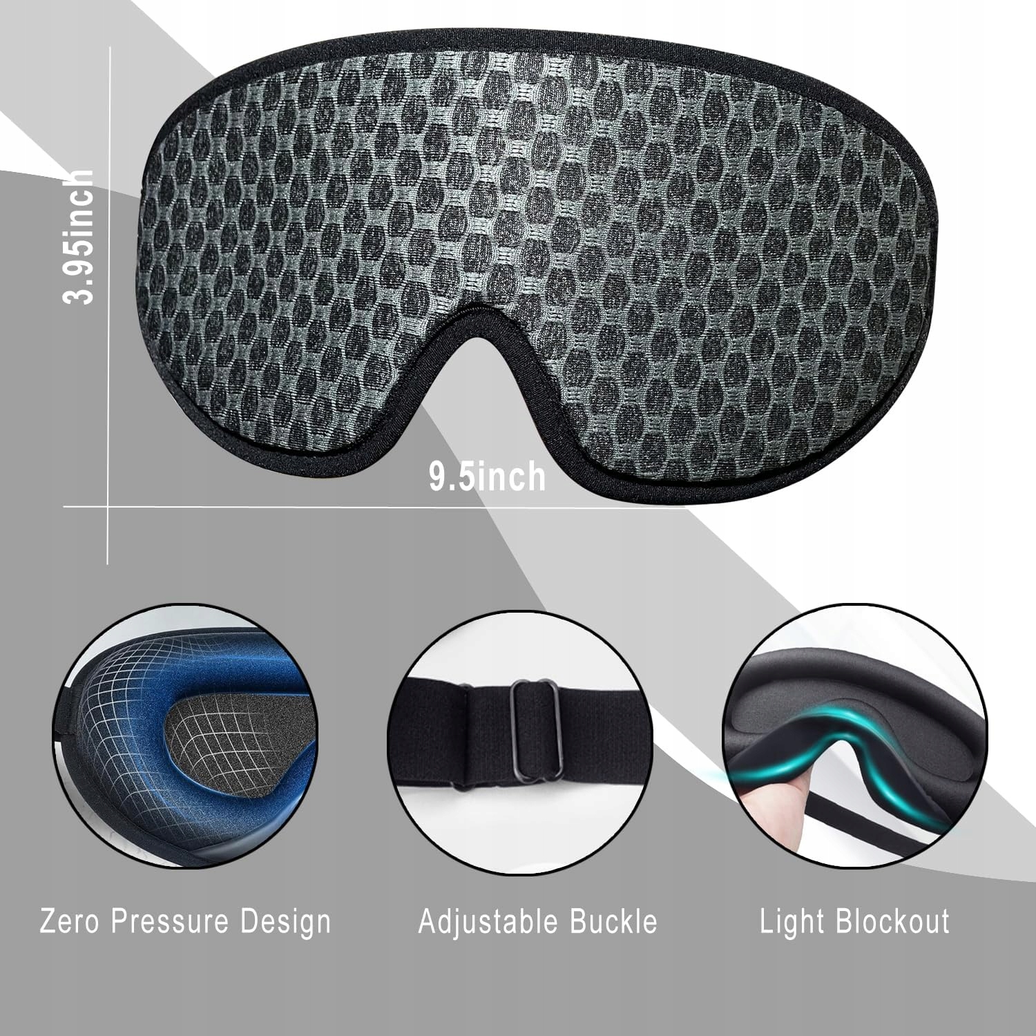 MASKAdoSPANIAnaOCZYPROFILOWANAPIANKAMEMORY3DSLEEPMASK3DYZWGGKolorczarny belsilt Akių kaukė miegui 3D šviesą blokuojanti reguliuojama kelionėms su atminties putomis dienos poilsiui