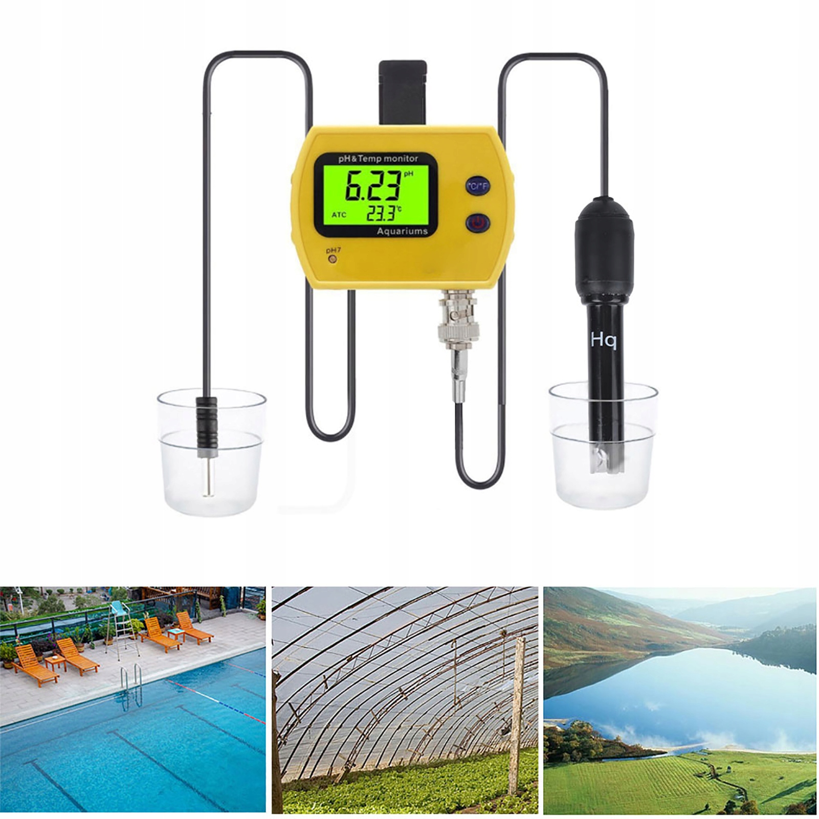 MIERNIKPHWODY014PHtemperatury2w1LCDzfunkcjaATCTestowanawartoscpH belsilt Vandens pH ir temperatūros matuoklis 2 viename su LCD ir ATC