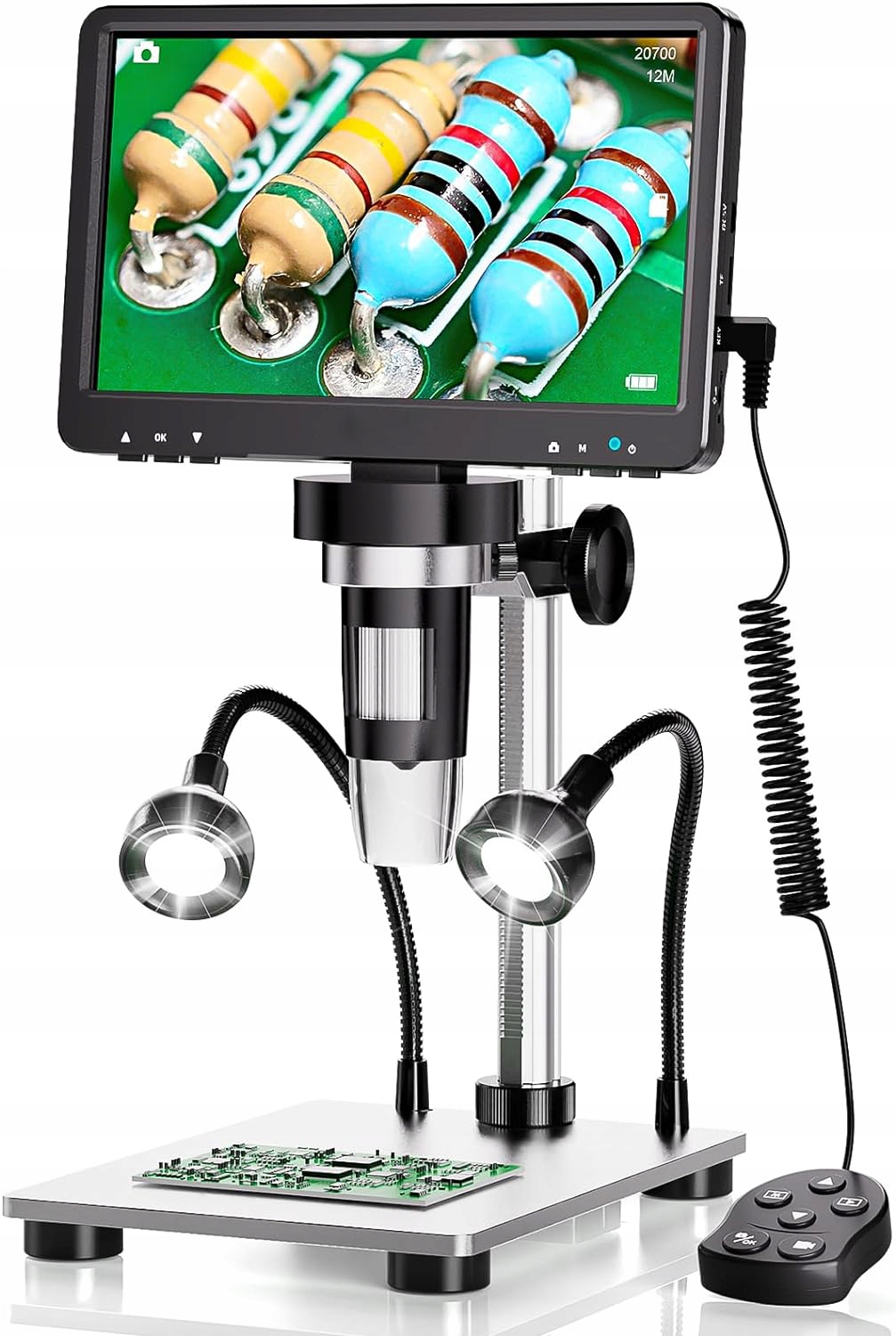 MIKROSKOPCYFROWY1200x12MPEKRANHD710xLEDCOMPATYBILNYWindowsMacEANGTIN6975912036499 belsilt Skaitmeninis mikroskopas su ekranu 1200x 7 ekranas 12 MP 10 LED
