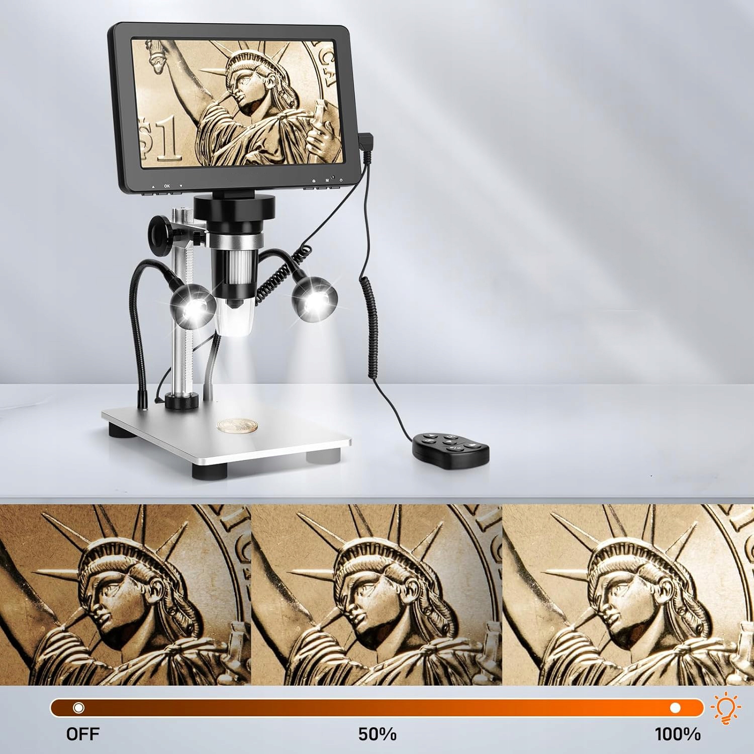 MIKROSKOPCYFROWY1200x12MPEKRANHD710xLEDCOMPATYBILNYWindowsMacMarkaZosudull belsilt Skaitmeninis mikroskopas su ekranu 1200x 7 ekranas 12 MP 10 LED