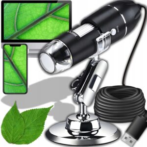 MIKROSKOPCYFROWYDLADZIECIEDUKACYJNYUSBPRZYBLIZENIE1600X2MP8LED belsilt Edukacinis skaitmeninis mikroskopas vaikams 1600x 2 MP 8 LED