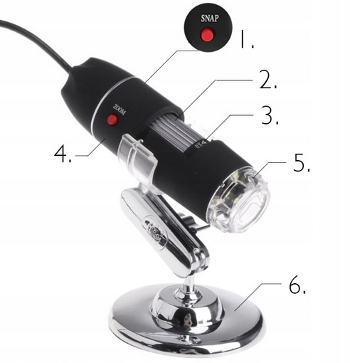 Edukacinis skaitmeninis mikroskopas vaikams, 1600x, 2 MP, 8 LED