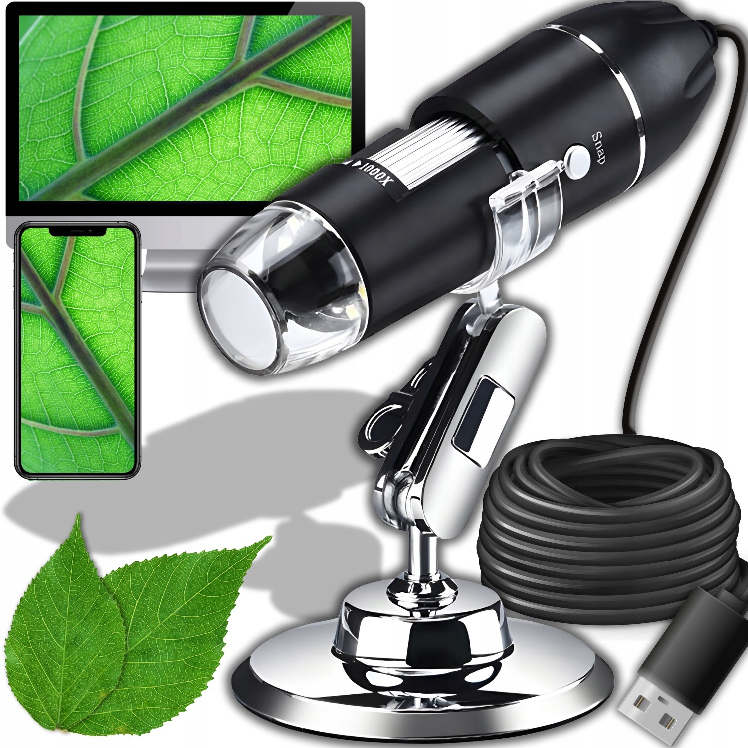 Edukacinis skaitmeninis mikroskopas vaikams, 1600x, 2 MP, 8 LED