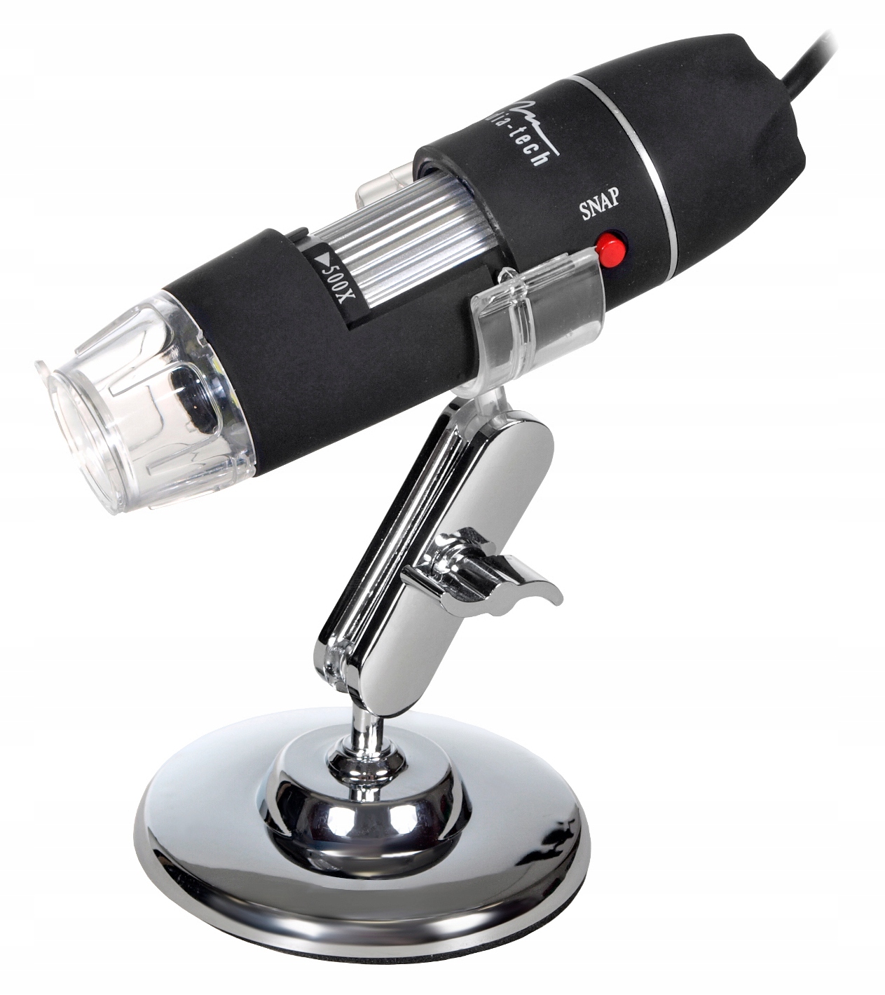 MIKROSKOPCYFROWYMEDIATECHUSB720P500XLEDZUCHWYTEMSTOLIKOWYMTypmikroskopucyfrowy belsilt USB skaitmeninis mikroskopas Media Tech MT4096 500x