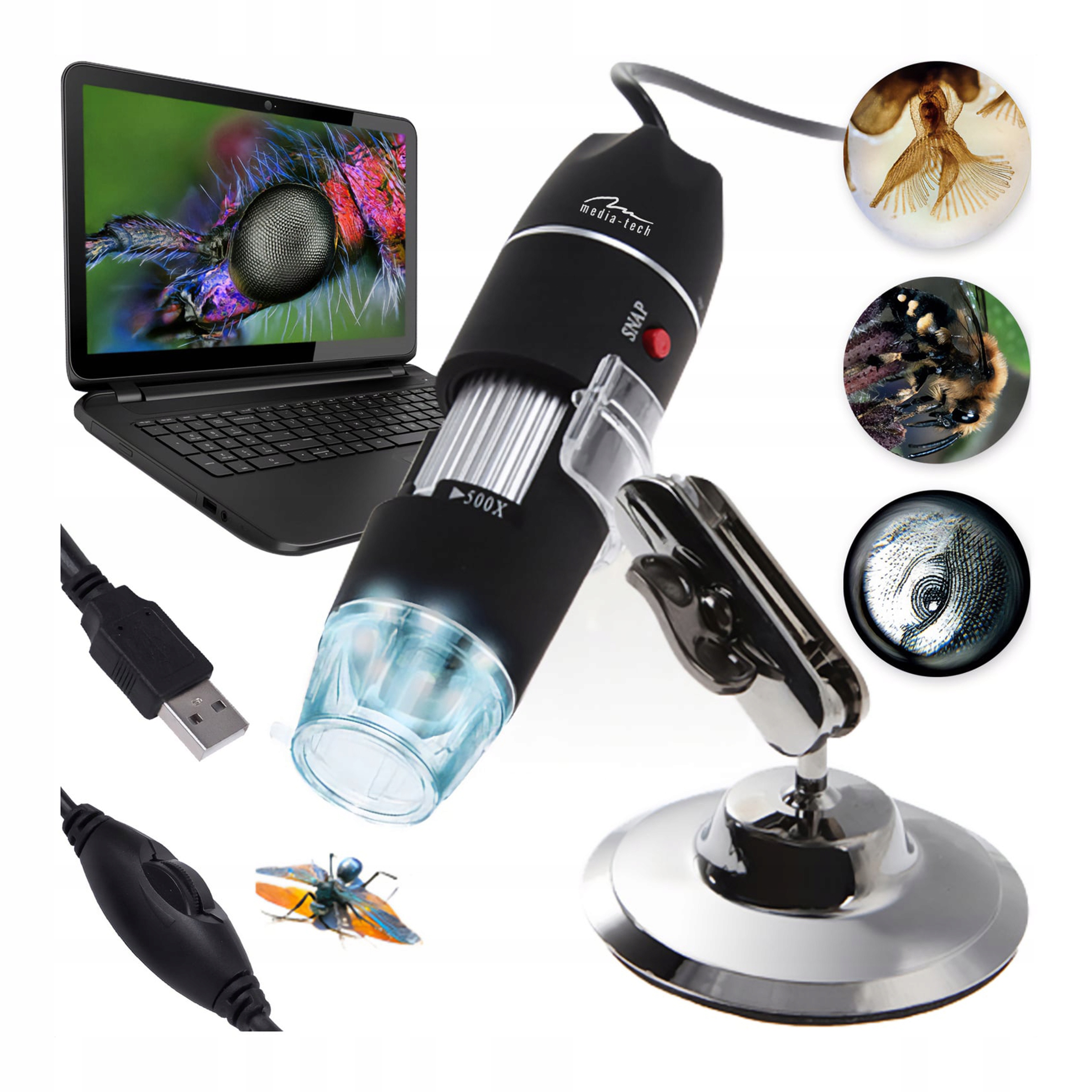 MIKROSKOPCYFROWYMEDIATECHUSB720P500XLEDZUCHWYTEMSTOLIKOWYM belsilt USB skaitmeninis mikroskopas Media Tech MT4096 500x