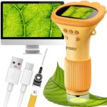 MIKROSKOPMINIKIESZONKOWYPRZENOSNYZABAWKAEDUKACYJNADLADZIECI1000X belsilt Kišeninis skaitmeninis mikroskopas vaikams Renew Force 1000x 2 ekranas 2 MP 8 LED oranžinis