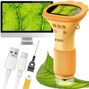 MIKROSKOPMINIKIESZONKOWYPRZENOSNYZABAWKAEDUKACYJNADLADZIECI1000X belsilt Kišeninis skaitmeninis mikroskopas vaikams Renew Force 1000x 2 ekranas 2 MP 8 LED oranžinis