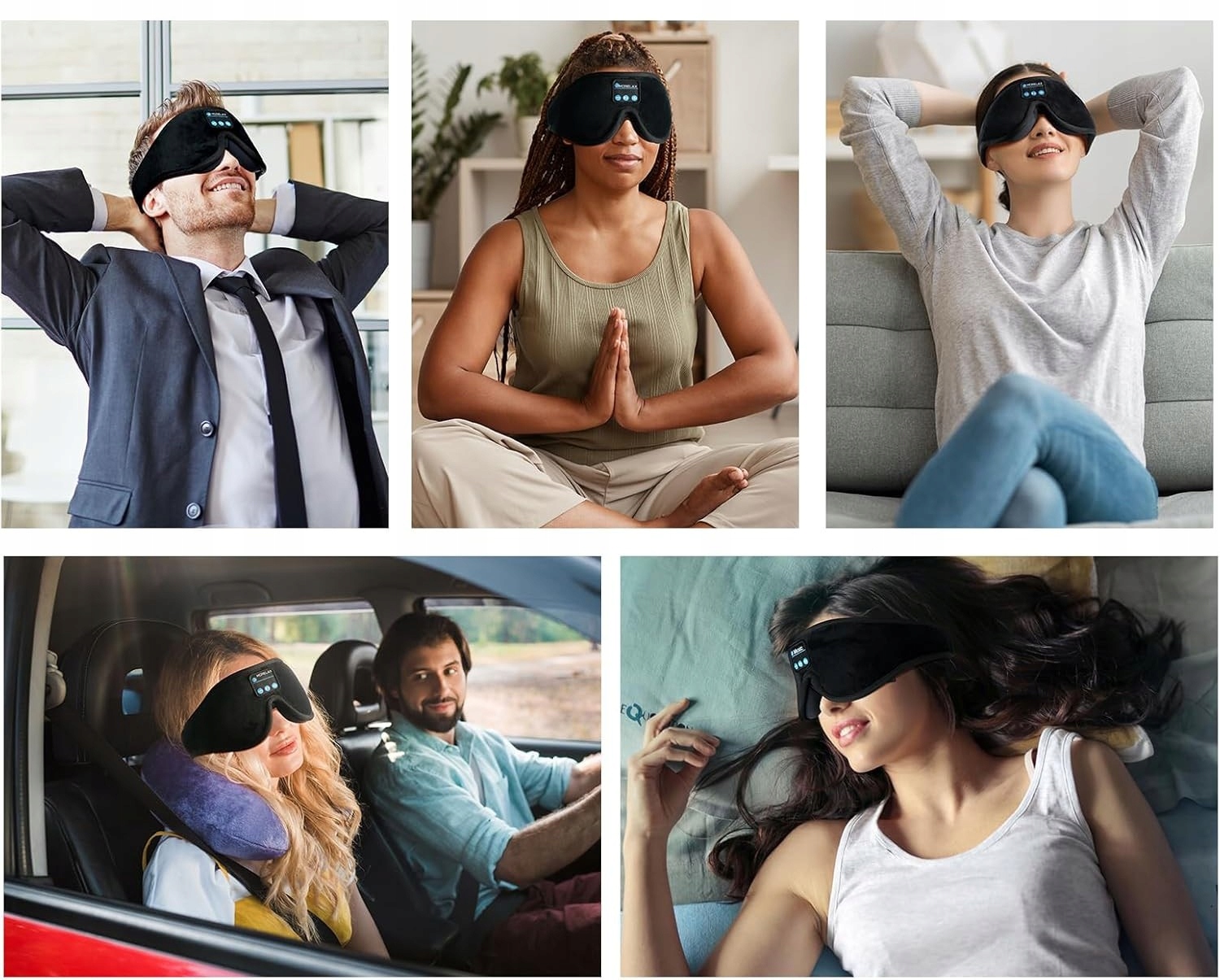 MaskadospaniaMorelaxBluetooth3DpiankamemorystereoHiFiunisexMaterialdominujacywelur belsilt Akių kaukė miegui su Bluetooth ausinėmis 3D šviesą blokuojanti reguliuojama kelionėms su atminties putomis mėlyna patogiam miegui