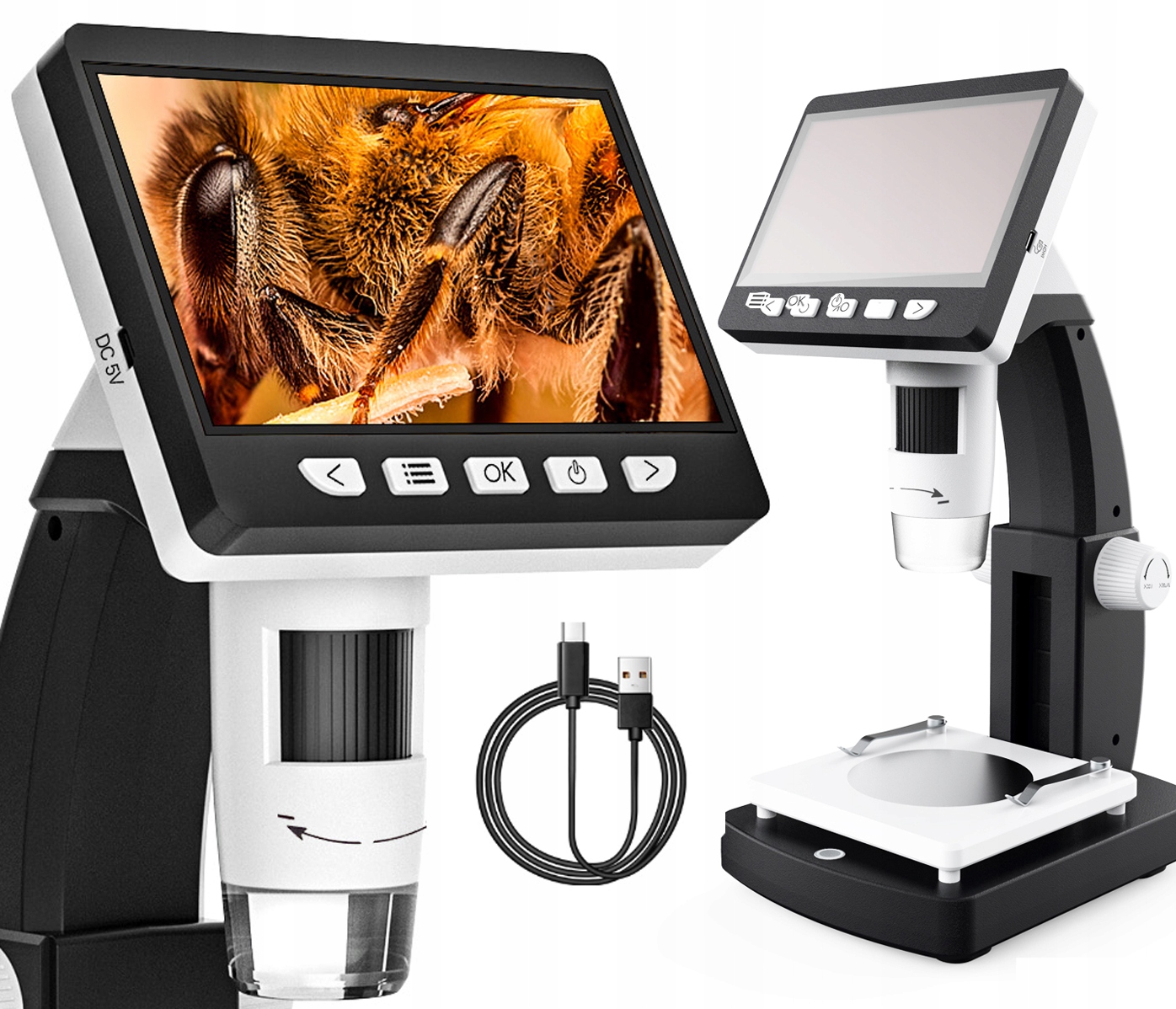 MikroskopCyfrowyEdukacyjnyPowiekszenie1000xEkranHDLCDIPS1080PLED belsilt Edukacinis skaitmeninis mikroskopas vaikams Inskam 306 1000x 43 ekranas 2 MP 8 LED