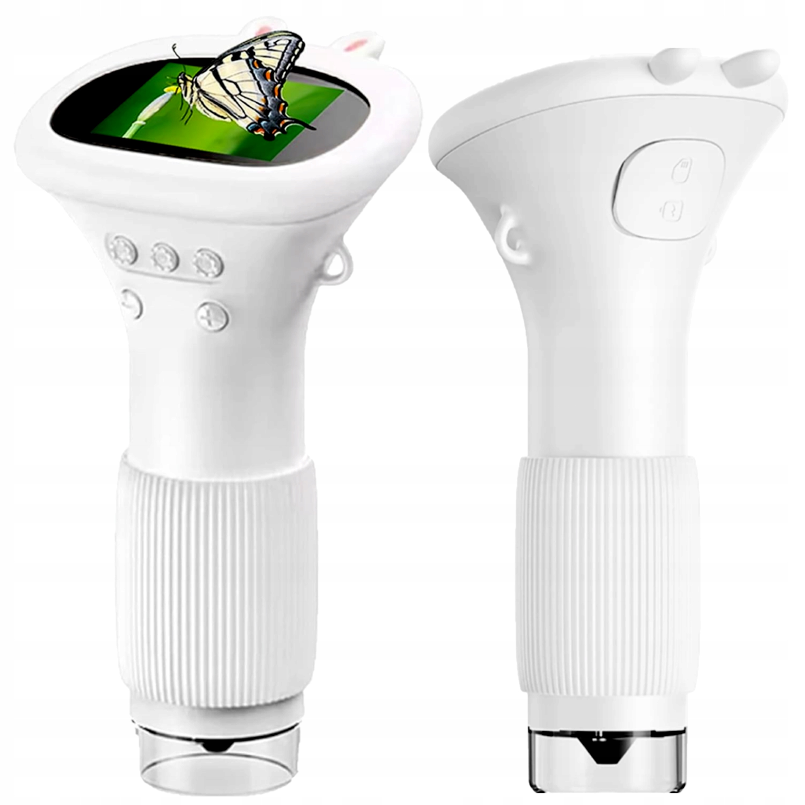 MikroskopcyfrowydladzieciLED1000xUSBHDIPSkieszonkowyKodtaryfycelnej90118000 belsilt Kišeninis skaitmeninis mikroskopas vaikams 1000x 2 ekranas 8 LED 600 mAh baltas
