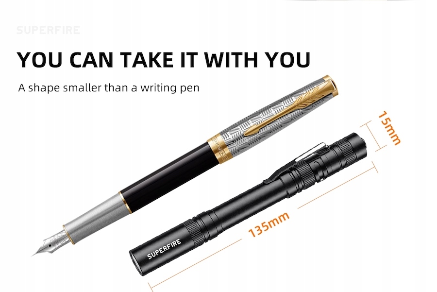 MiniLatarkaSLIMLEDSuperfireX18PenLightZasilanie1xAAAModelX18 belsilt Plonas mini LED žibintuvėlis Superfire X18 Pen Light maitinimas 1 x AAA