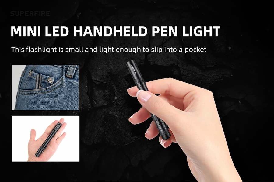 MiniLatarkaSLIMLEDSuperfireX18PenLightZasilanie1xAAARodzajminiaturowa belsilt Plonas mini LED žibintuvėlis Superfire X18 Pen Light maitinimas 1 x AAA