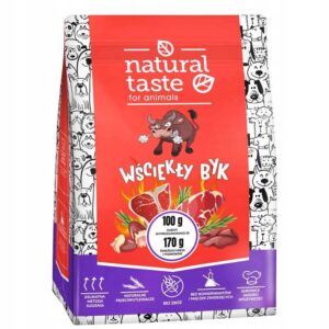 Natural Taste Wściekły Byk ore džiovintas visavertis šunų maistas su jautiena, 1 kg