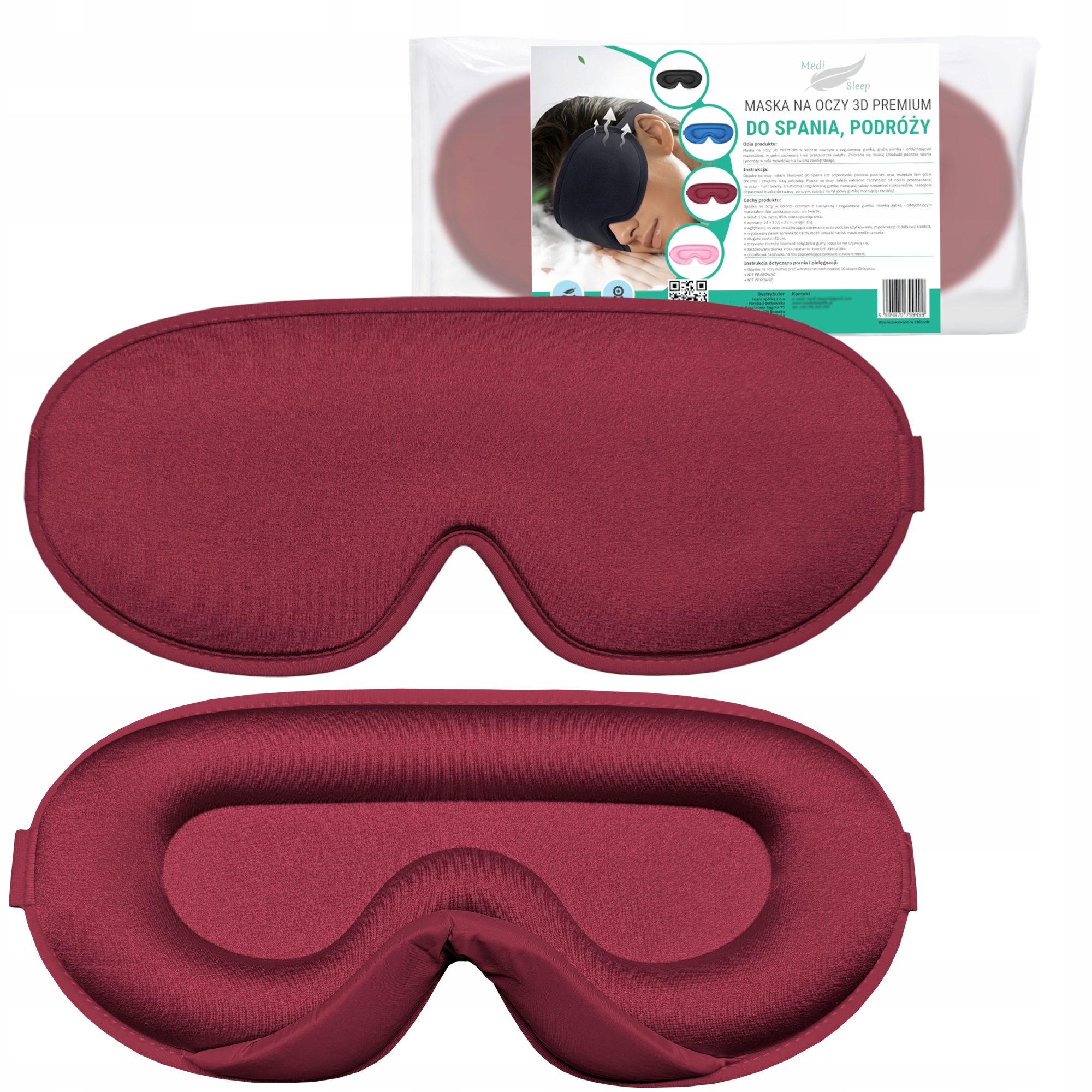 OPASKAMASKANAOCZYDOSPANIA3DMASKAZACIEMNIAJACA99SWIATLA belsilt Akių kaukė miegui 3D šviesą blokuojanti reguliuojama kelionėms su atminties putomis raudona