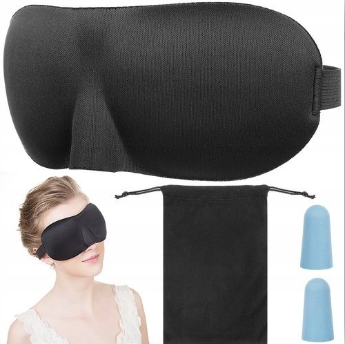 OPASKANAOCZY3DMASKADOSPANIA2XSTOPERYMarkabezmarki belsilt Akių kaukė miegui 3D šviesą blokuojanti su atminties putomis su ausų kištukais pakuotė 2 vnt patogiam miegui