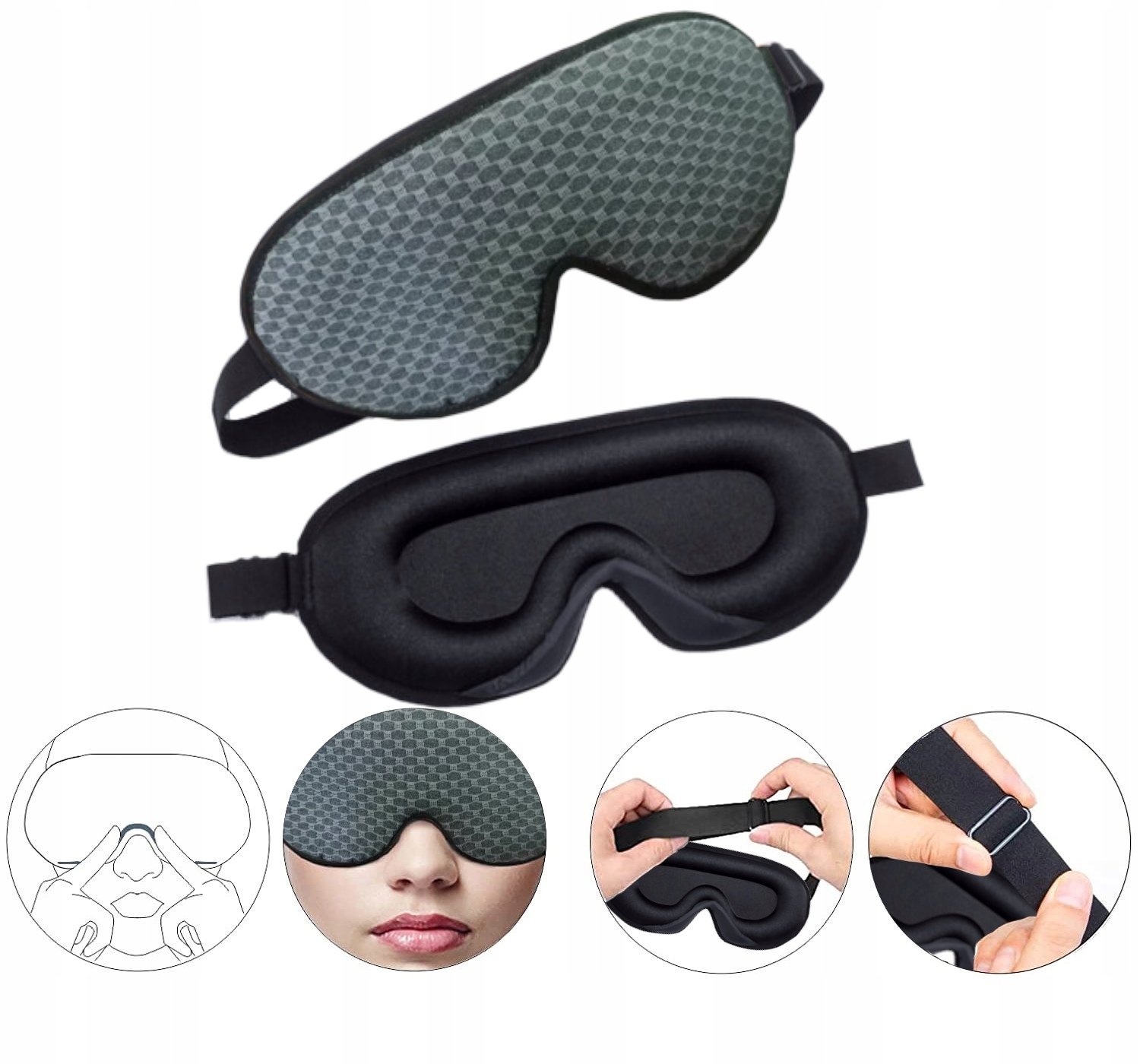 OPASKANAOCZYDOSPANIA3DMASKAZACIEMNIAJACA99SWIATLAREGULOWANAKolordodatkowyszary belsilt Akių kaukė miegui 3D šviesą blokuojanti reguliuojama kelionėms su atminties putomis juoda jautresnei akių zonai