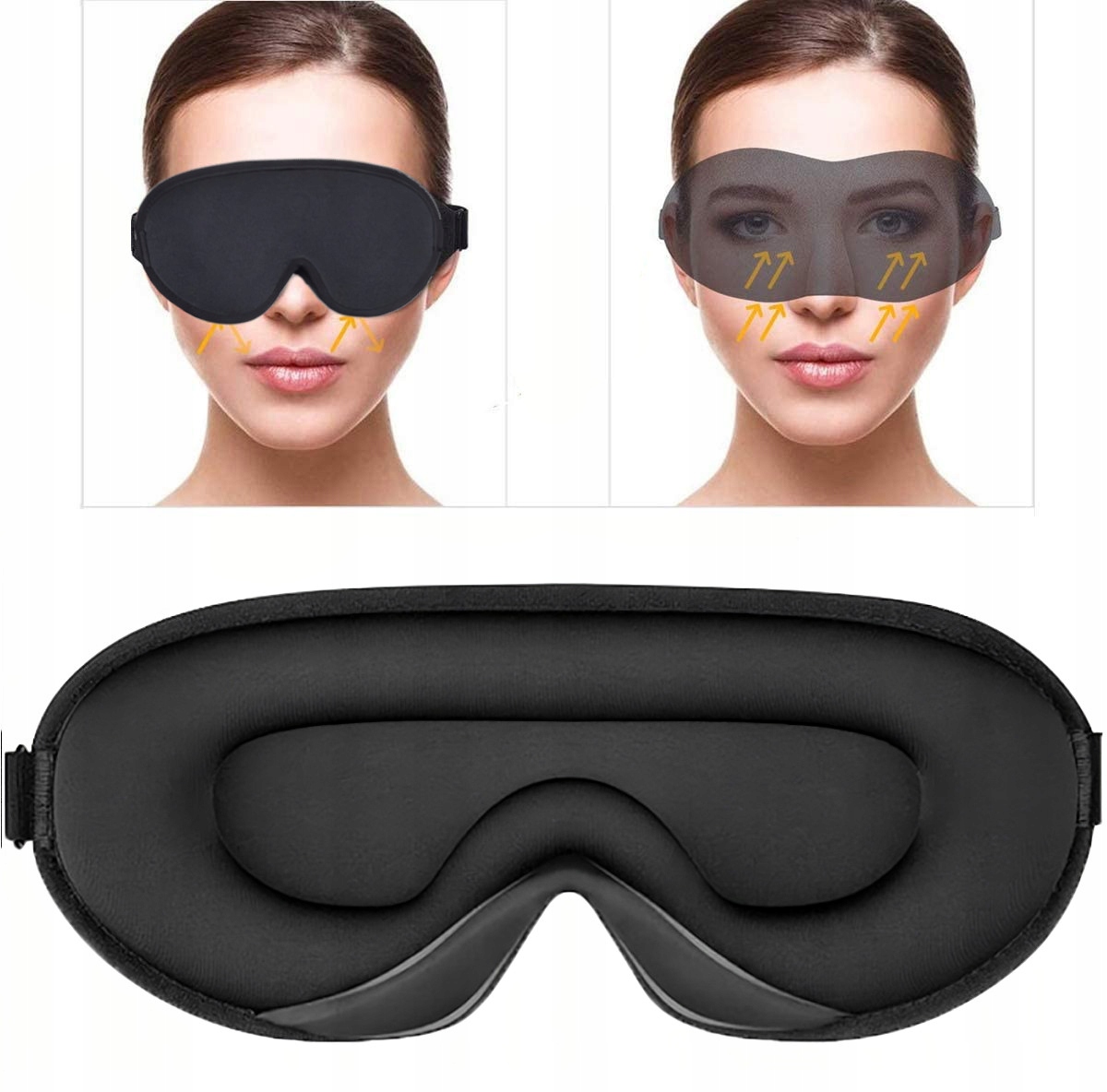 OPASKANAOCZYDOSPANIA3DMASKAZACIEMNIAJACA99SWIATLAREGULOWANAMarkaMediSleep1 belsilt Akių kaukė miegui 3D šviesą blokuojanti reguliuojama kelionėms su atminties putomis juoda jautresnei akių zonai