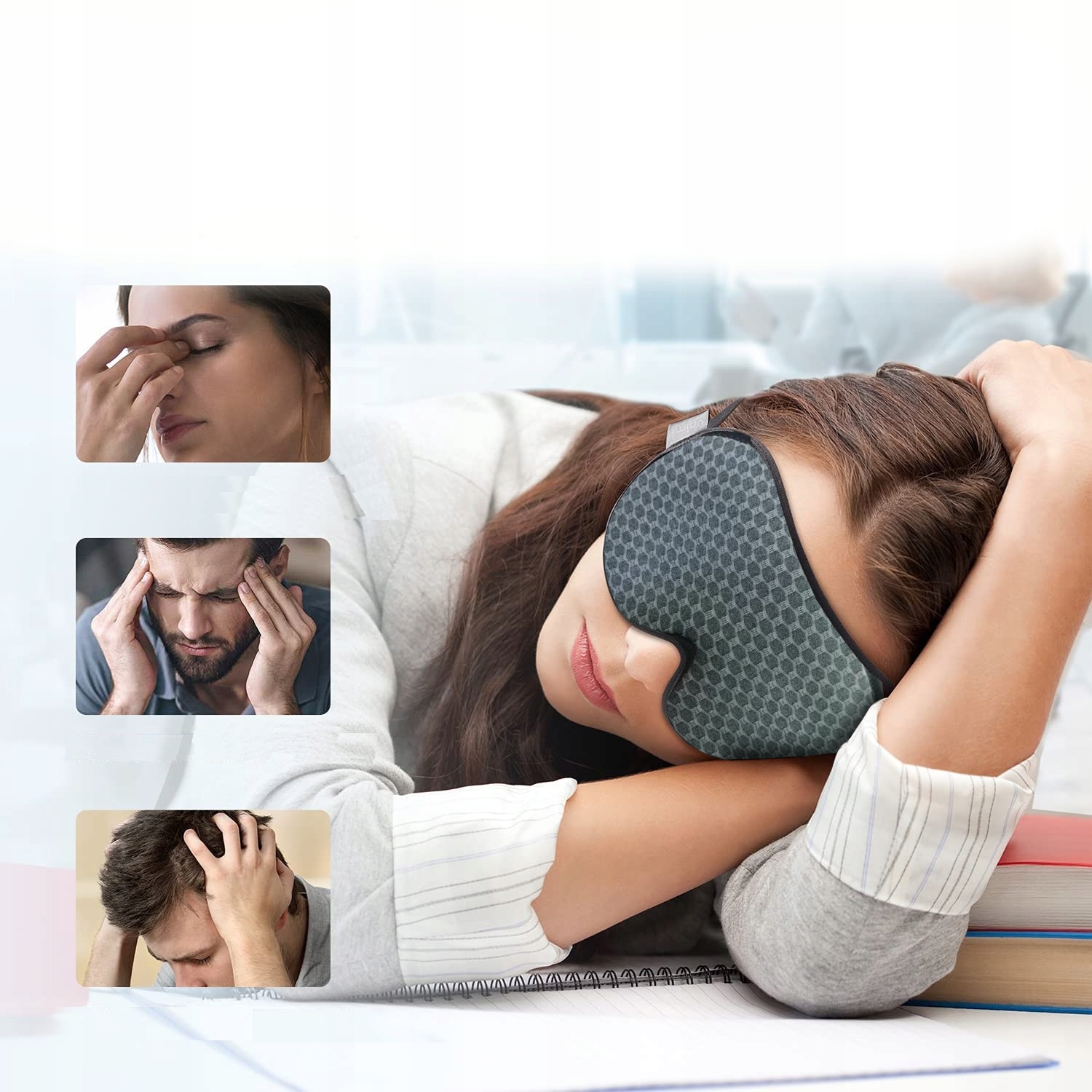 OPASKANAOCZYDOSPANIA3DMASKAZACIEMNIAJACA99SWIATLAREGULOWANAWzordominujacybezwzoru1 belsilt Akių kaukė miegui 3D šviesą blokuojanti reguliuojama kelionėms su atminties putomis juoda jautresnei akių zonai