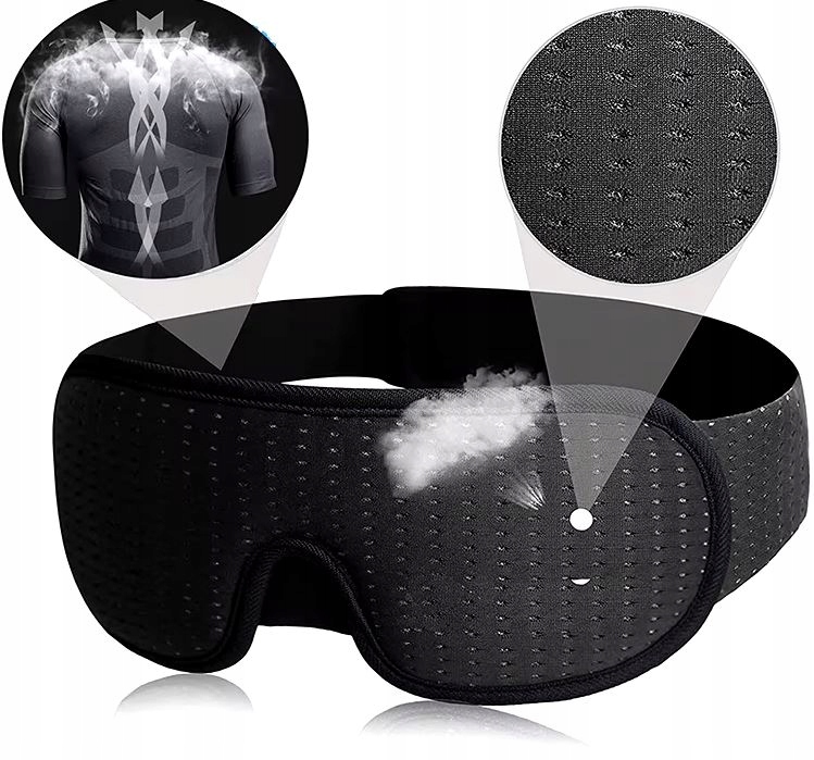 OPASKANAOCZYDOSPANIA3DMASKAZACIEMNIAJACAODDYCHAJACAERGONOMICZNA1 belsilt Akių kaukė miegui 3D šviesą blokuojanti reguliuojama kelionėms su atminties putomis juoda namams ir kelionėms