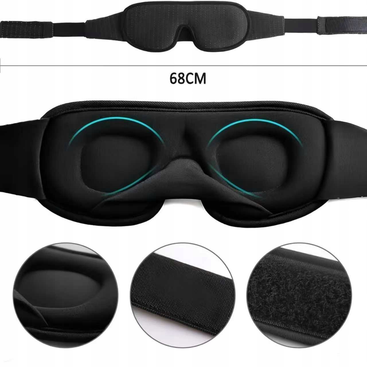 OPASKANAOCZYDOSPANIA3DMASKAZACIEMNIAJACAODDYCHAJACAERGONOMICZNAMaterialdominujacypoliester1 belsilt Akių kaukė miegui 3D šviesą blokuojanti reguliuojama kelionėms su atminties putomis juoda namams ir kelionėms