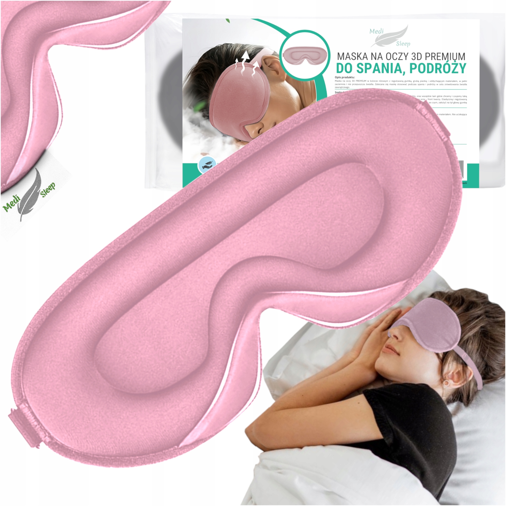 OPASKANAOCZYDOSPANIA3DMASKAZACIEMNIAJACAREGULOWANAJAKOSCPREMIUMKolordodatkowyrozowy belsilt