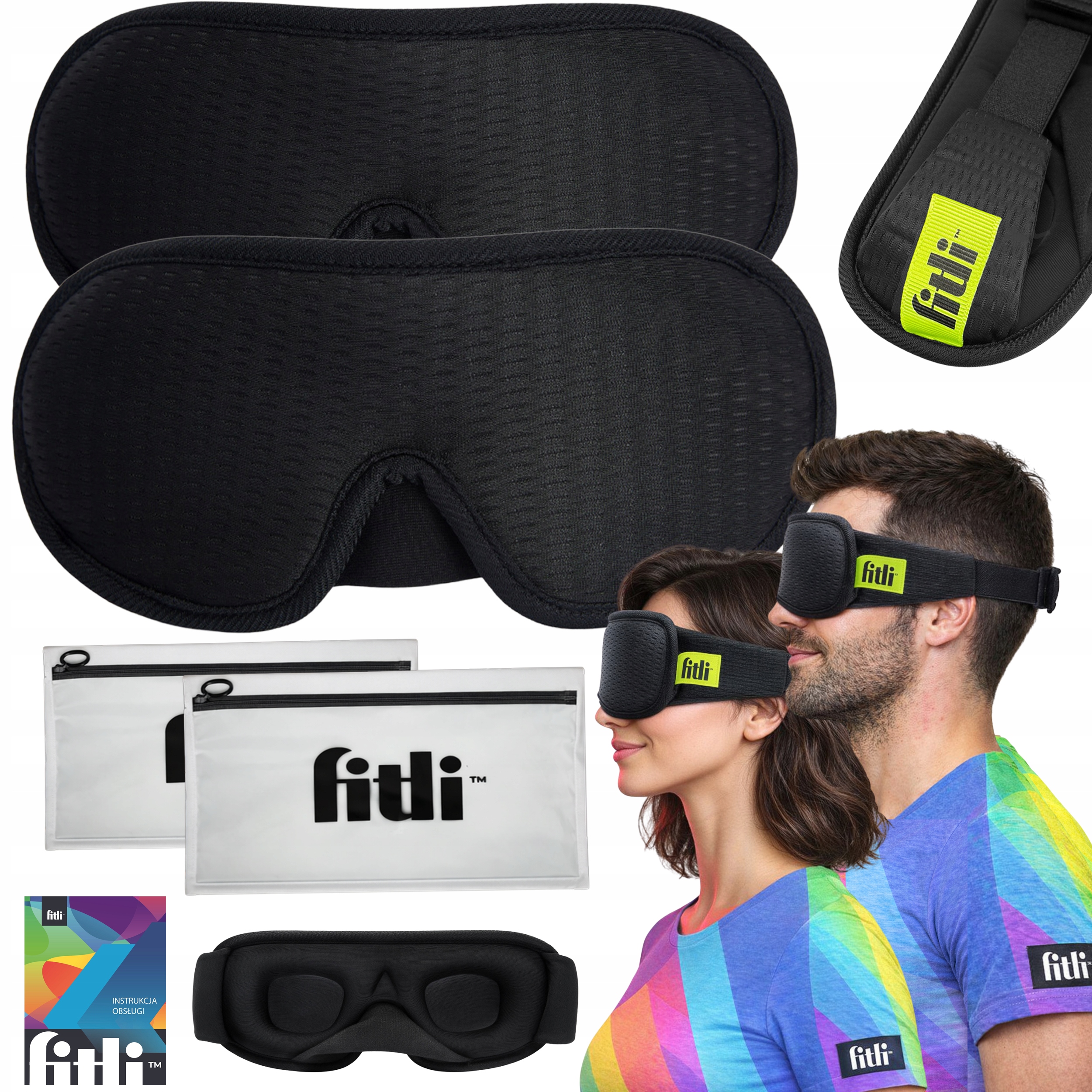 OPASKANAOCZYDOSPANIA3DMaskaZaciemniajacaRegulowanaMEMORYCZARNAx2 belsilt Akių kaukė miegui 3D šviesą blokuojanti reguliuojama kelionėms su atminties putomis su dėklu juoda