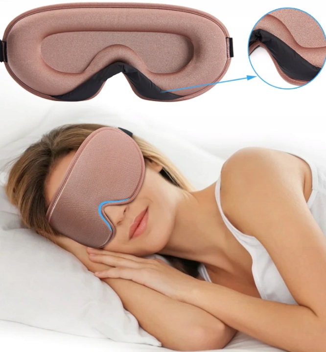 OPASKANAOCZYDOSPANIAMASKA3DREGULOWANABEZOWAZATYCZKIDOUSZUEANGTIN5903857926804 belsilt Akių kaukė miegui 3D šviesą blokuojanti reguliuojama kelionėms su ausų kištukais smėlinė