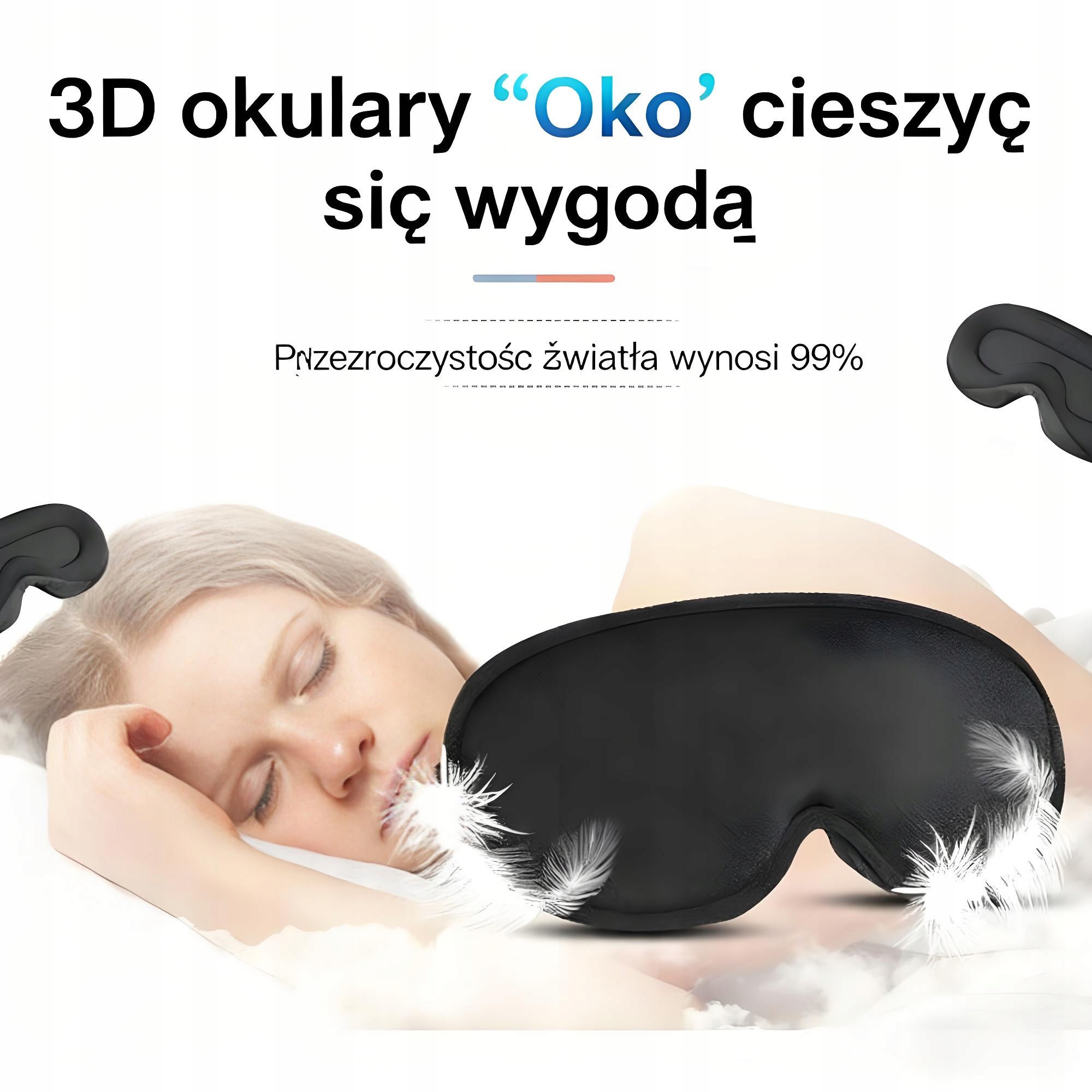 OPASKANAOCZYDOSPANIAMASKA3DREGULOWANALEKKA100ZACIEMNIENIACZARNAKolorczarny4 belsilt Akių kaukė miegui 3D šviesą blokuojanti reguliuojama kelionėms juoda minkštam prigludimui