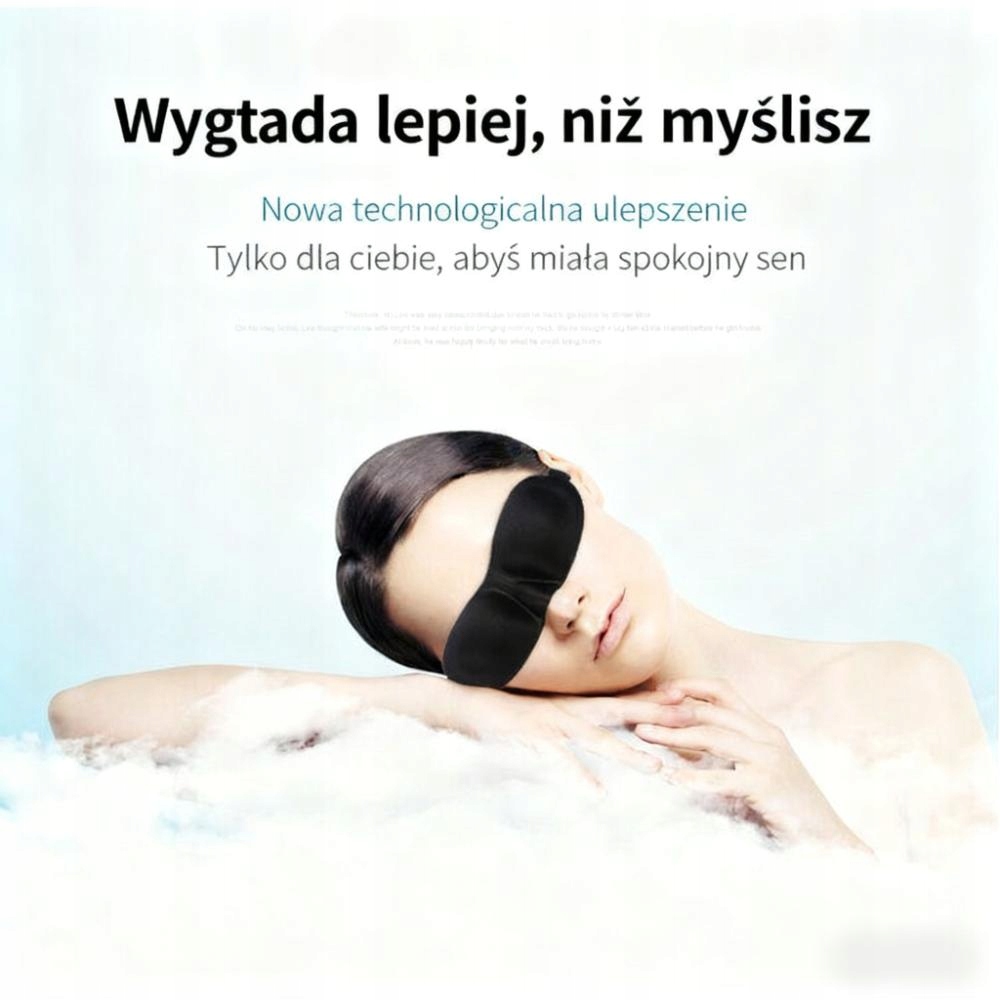 OPASKANAOCZYDOSPANIAMASKA3DREGULOWANALEKKA100ZACIEMNIENIACZARNAMarkabezmarki2 belsilt Akių kaukė miegui 3D šviesą blokuojanti reguliuojama kelionėms juoda minkštam prigludimui
