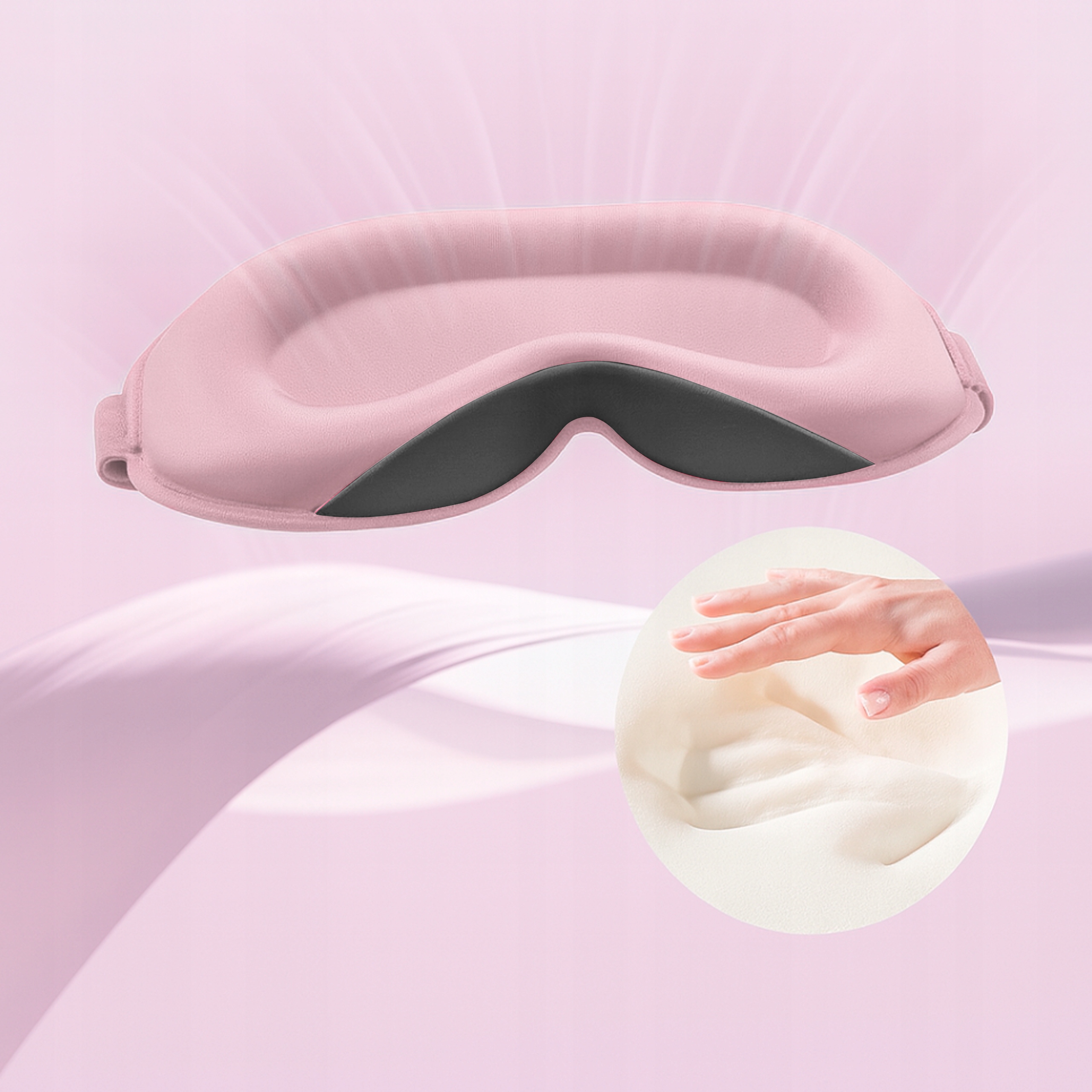 OPASKANAOCZYDOSPANIAMASKA3DREGULOWANALEKKA100ZACIEMNIENIAROZOWAKolorrozowy belsilt Akių kaukė miegui 3D šviesą blokuojanti reguliuojama kelionėms su atminties putomis rožinė